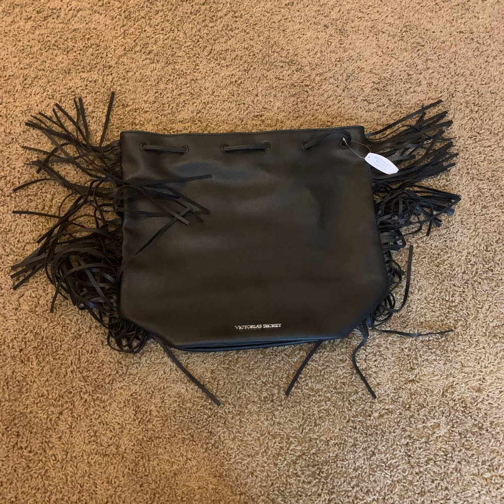NWT black fringe bag